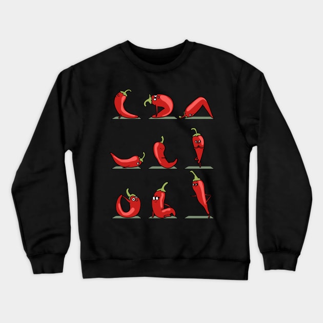 Chilli Pepper Yoga Crewneck Sweatshirt by huebucket